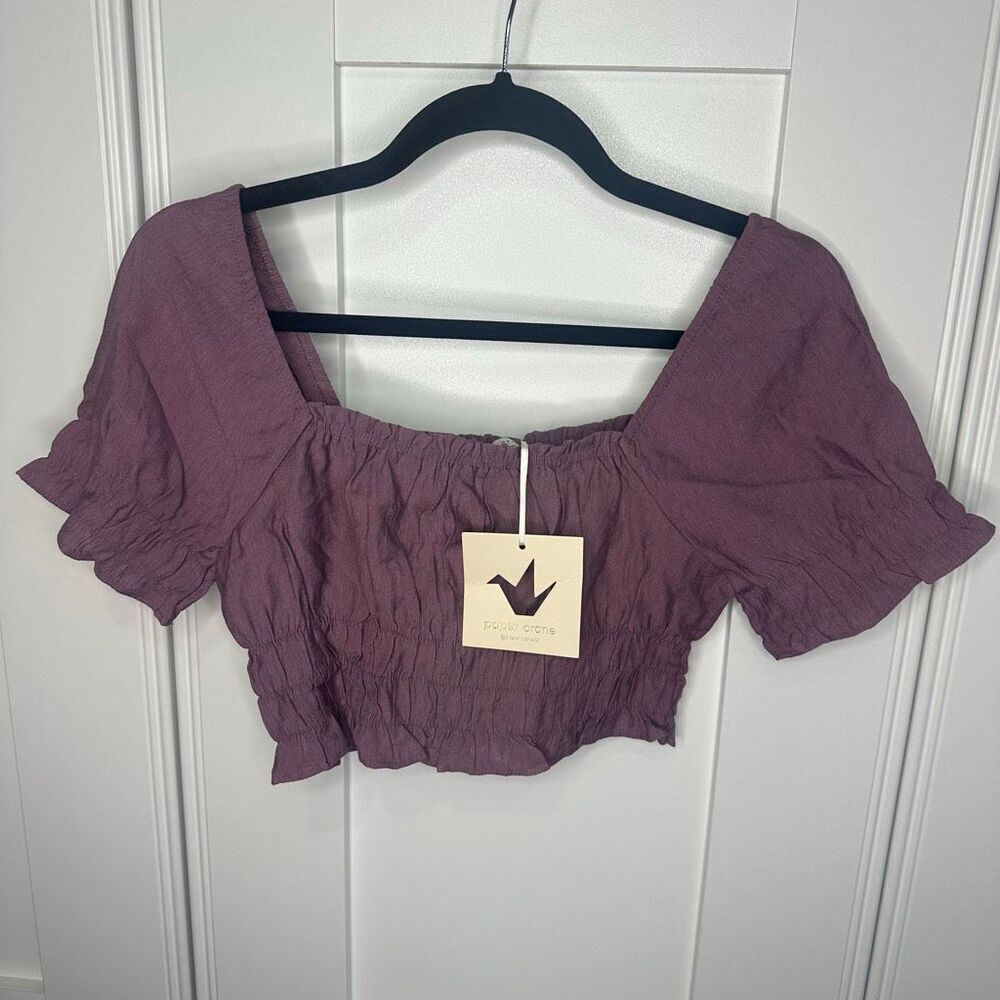 Paper Crane Purple Crop Top Short Sleeve XS (w1)
